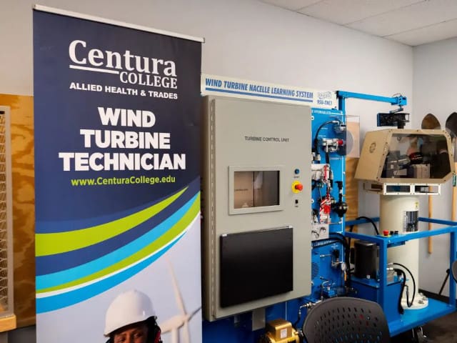 A display of wind turbine technician equipment